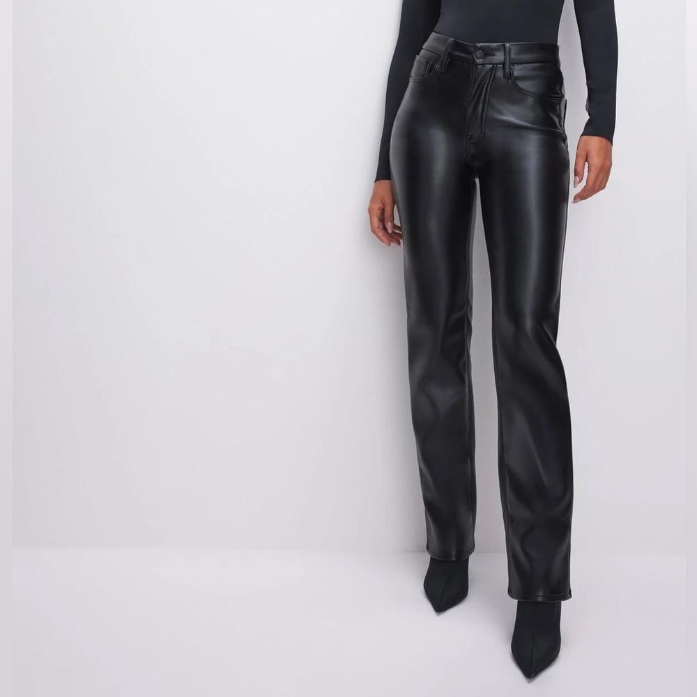 NWT Good American Better Than Leather Good Icon Faux Leather Pant Size 14/32